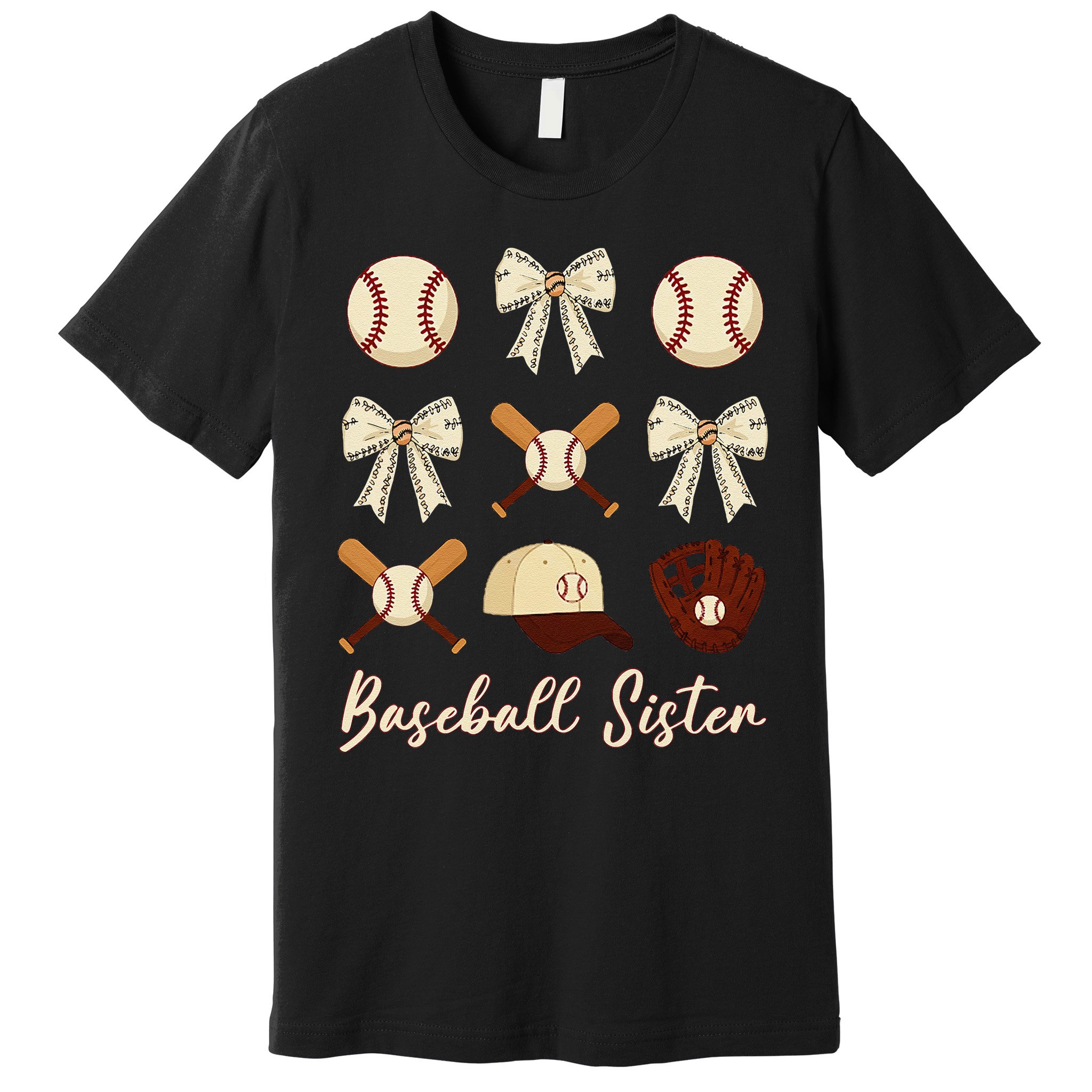 Baseball Sister Coquette Bow Cheer Baseball Premium T-Shirt