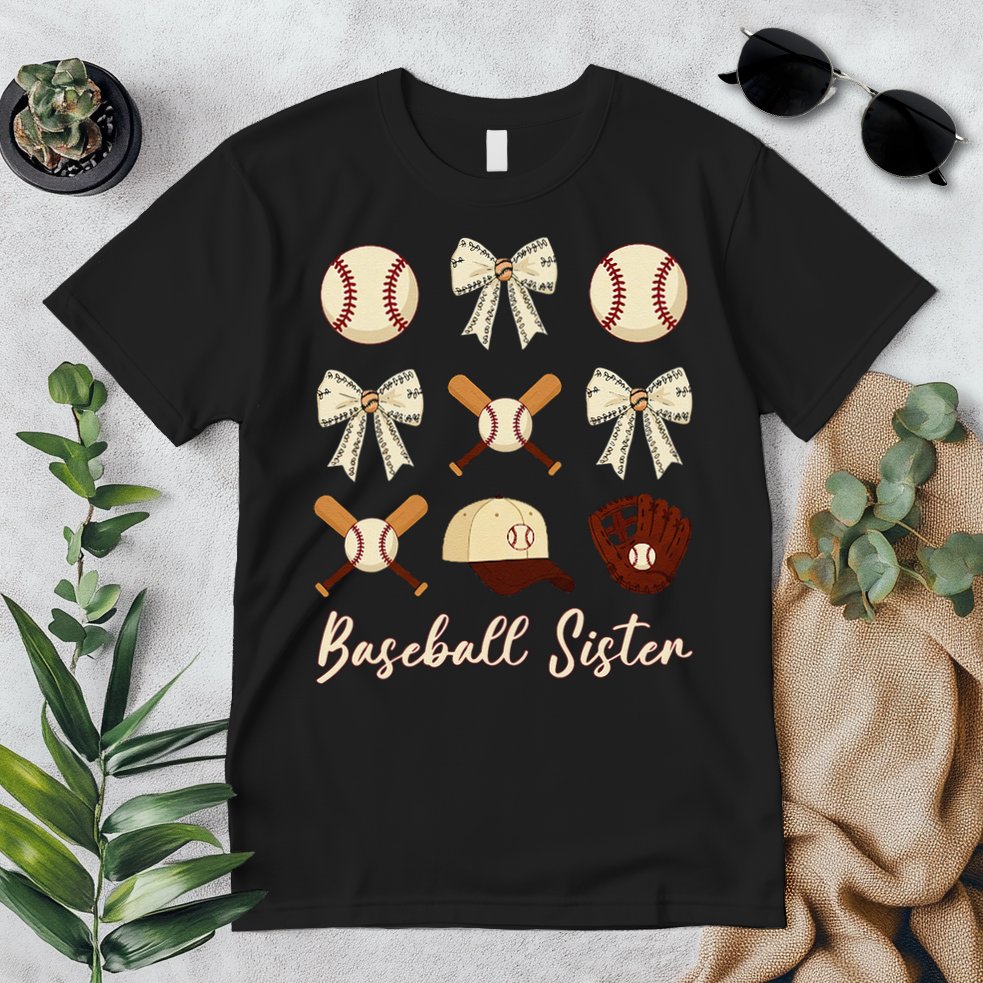Baseball Sister Coquette Bow Cheer Baseball Premium T-Shirt