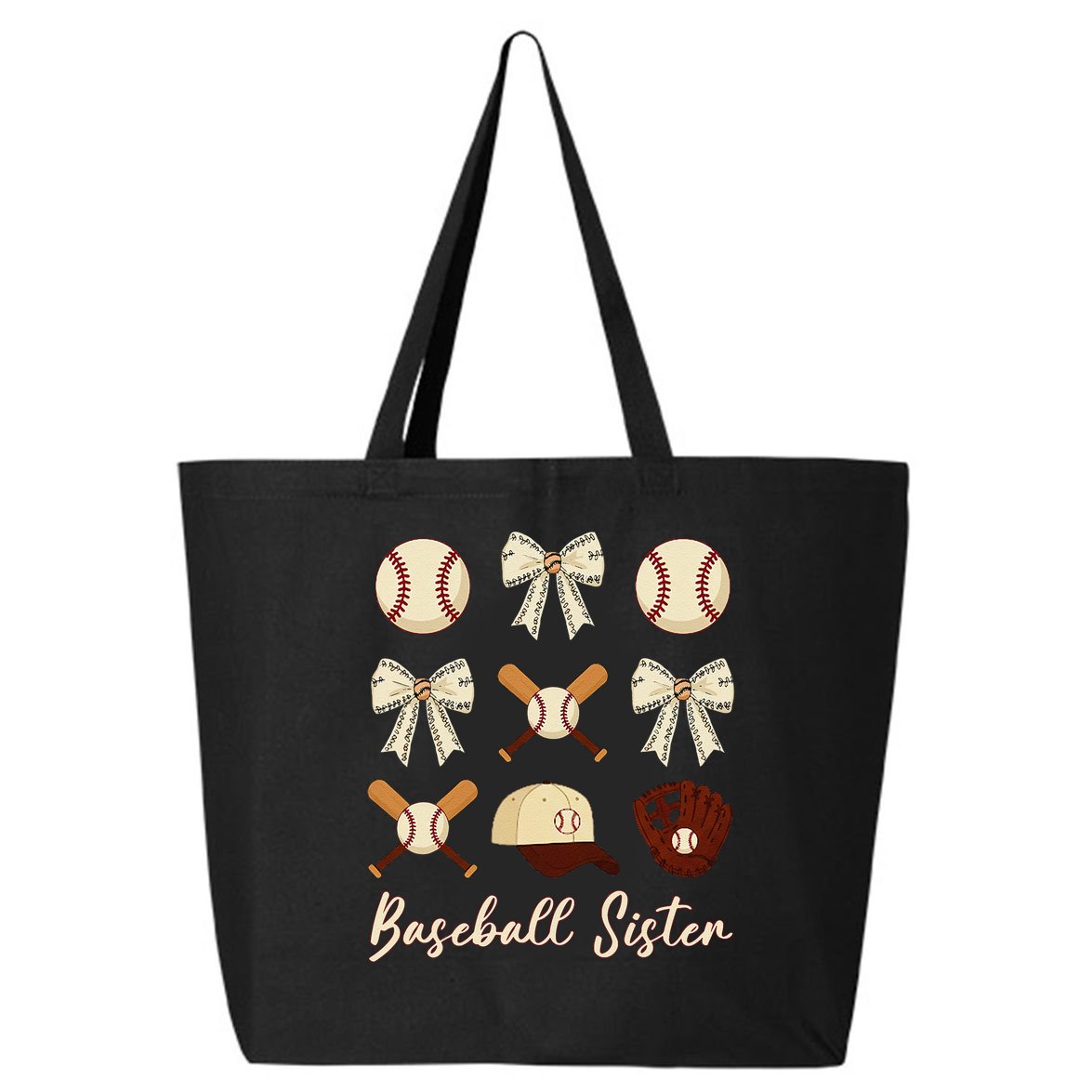 Baseball Sister Coquette Bow Cheer Baseball 25L Jumbo Tote