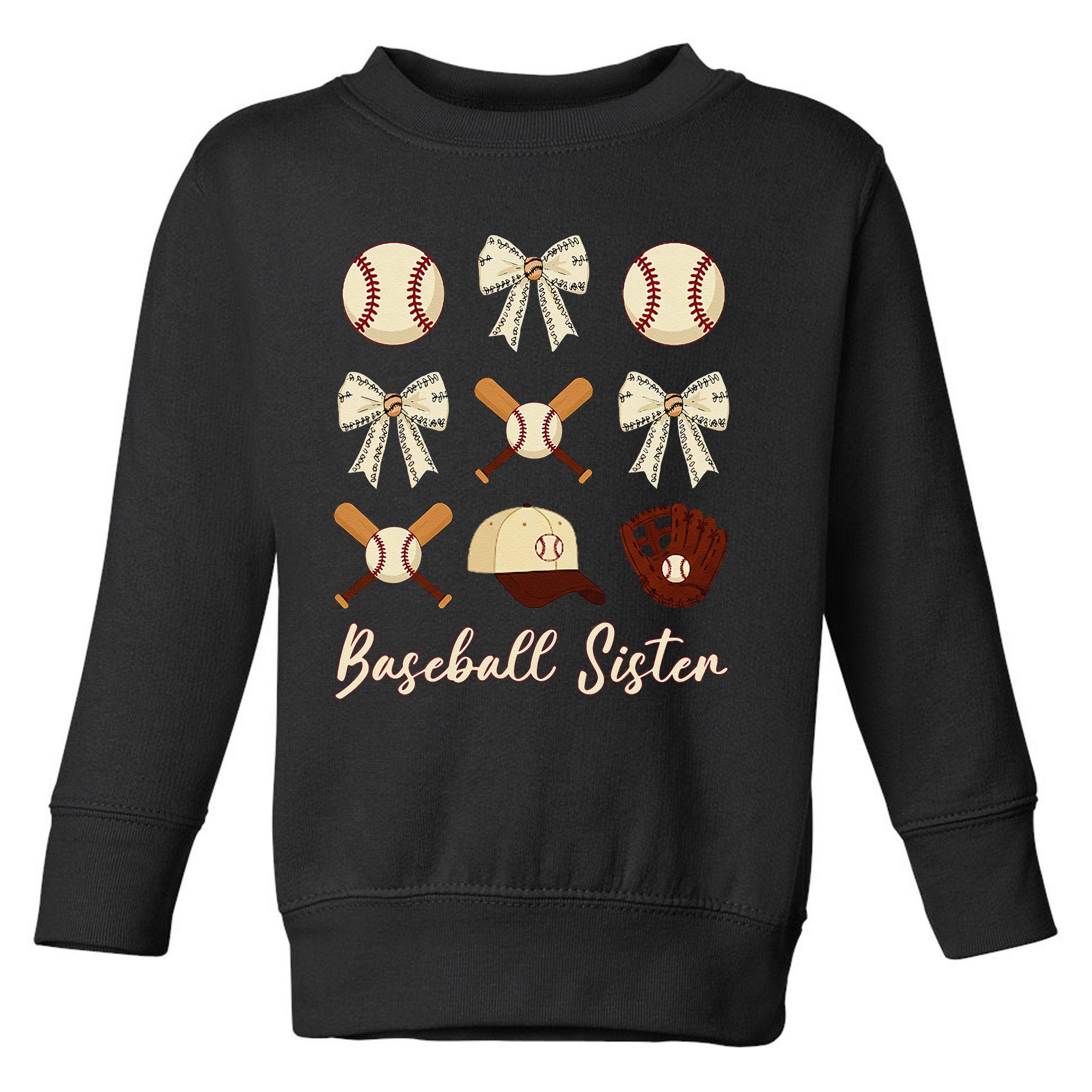 Baseball Sister Coquette Bow Cheer Baseball Toddler Sweatshirt