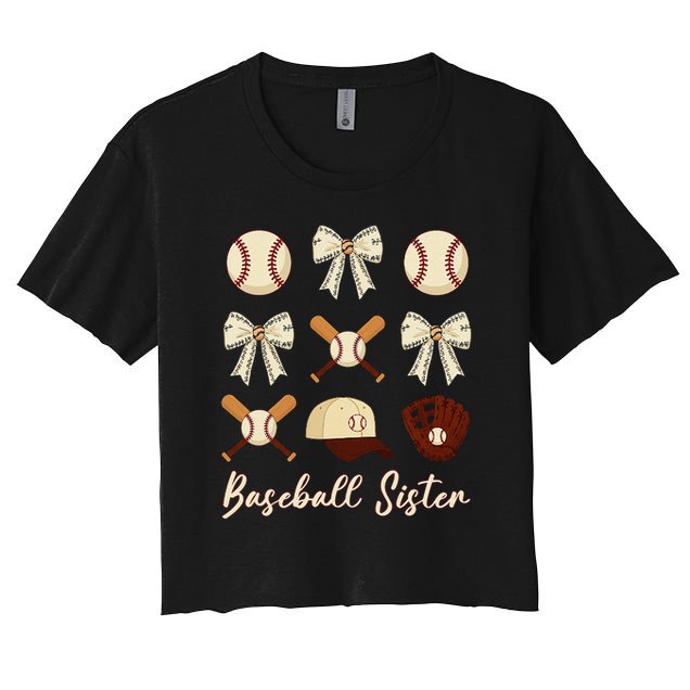 Baseball Sister Coquette Bow Cheer Baseball Crop Top