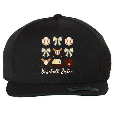 Baseball Sister Coquette Bow Cheer Baseball Wool Snapback Cap