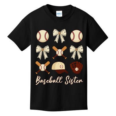 Baseball Sister Coquette Bow Cheer Baseball Kids T-Shirt