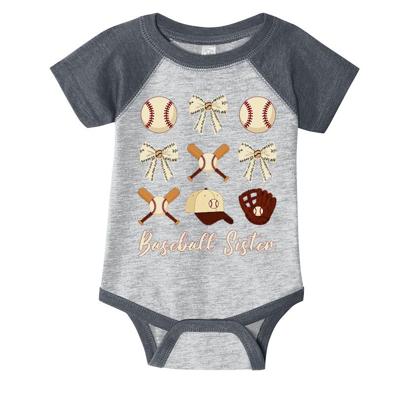 Baseball Sister Coquette Bow Cheer Baseball Infant Baby Jersey Bodysuit