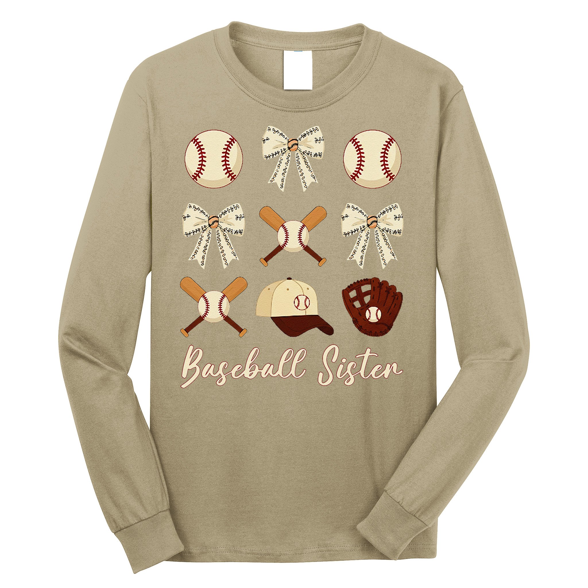 Baseball Sister Coquette Bow Cheer Baseball Long Sleeve Shirt