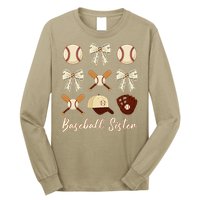 Baseball Sister Coquette Bow Cheer Baseball Long Sleeve Shirt