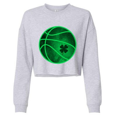 Basketball Shamrock Clover Leaf Pajama St Patrick's Day Cool Gift Cropped Pullover Crew