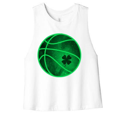 Basketball Shamrock Clover Leaf Pajama St Patrick's Day Cool Gift Women's Racerback Cropped Tank