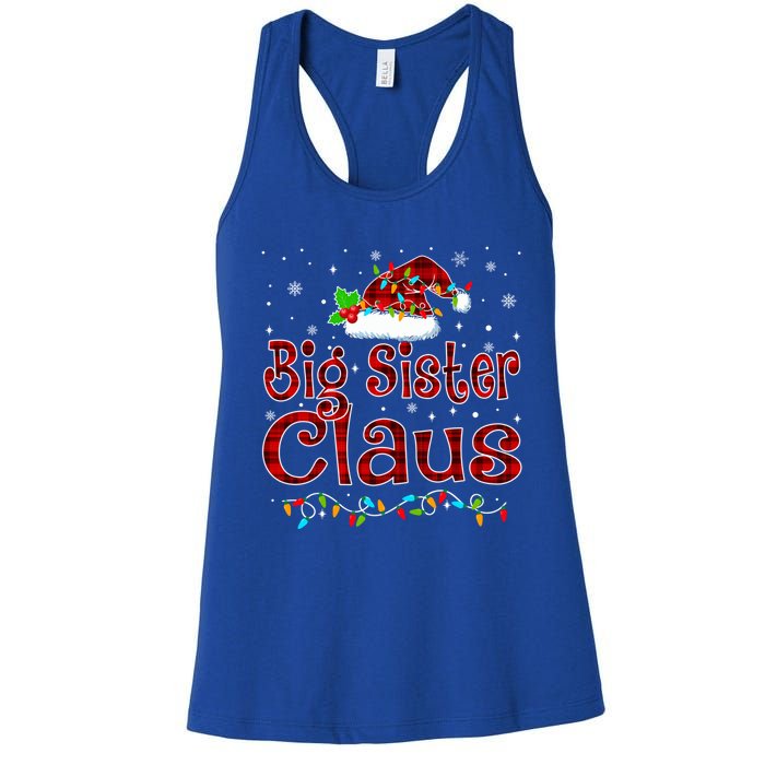 Big Sister Claus Christmas Pajama Matching Family Xmas Light Great Gift Women's Racerback Tank