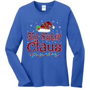 Big Sister Claus Christmas Pajama Matching Family Xmas Light Great Gift Ladies Long Sleeve Shirt