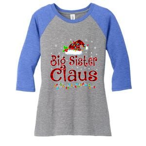 Big Sister Claus Christmas Pajama Matching Family Xmas Light Great Gift Women's Tri-Blend 3/4-Sleeve Raglan Shirt