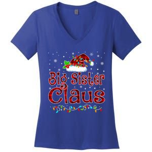 Big Sister Claus Christmas Pajama Matching Family Xmas Light Great Gift Women's V-Neck T-Shirt