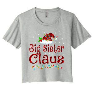 Big Sister Claus Christmas Pajama Matching Family Xmas Light Great Gift Women's Crop Top Tee