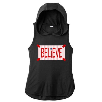 Believe Philadelphia Baseball Fan Ladies PosiCharge Tri-Blend Wicking Draft Hoodie Tank