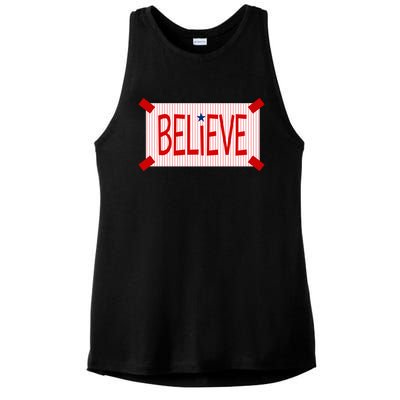 Believe Philadelphia Baseball Fan Ladies PosiCharge Tri-Blend Wicking Tank