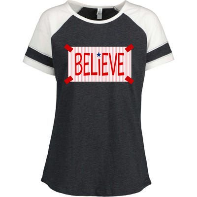 Believe Philadelphia Baseball Fan Enza Ladies Jersey Colorblock Tee