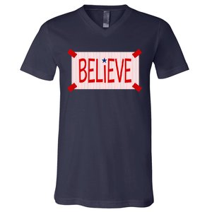 Believe Philadelphia Baseball Fan V-Neck T-Shirt