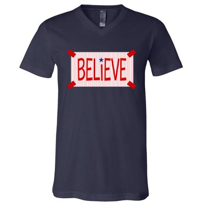 Believe Philadelphia Baseball Fan V-Neck T-Shirt