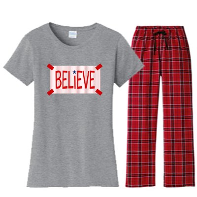 Believe Philadelphia Baseball Fan Women's Flannel Pajama Set