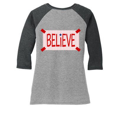 Believe Philadelphia Baseball Fan Women's Tri-Blend 3/4-Sleeve Raglan Shirt