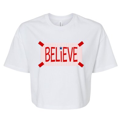 Believe Philadelphia Baseball Fan Bella+Canvas Jersey Crop Tee