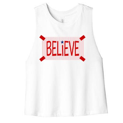 Believe Philadelphia Baseball Fan Women's Racerback Cropped Tank