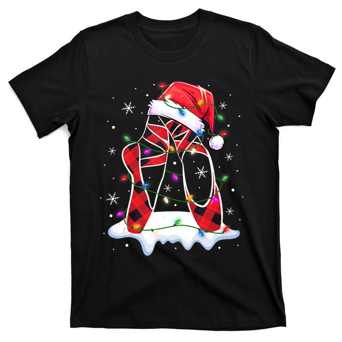 Ballet Shoes Christmas Lights Santa Ballerina Pajama Xmas Tank Top T-Shirt