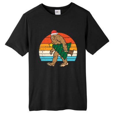 Bigfoot Sasquatch Christmas Tree Funny Xmas Pajamas Pjs Gift Tall Fusion ChromaSoft Performance T-Shirt