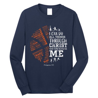 Basketball Sayings Christian Verse Graphic Long Sleeve Shirt