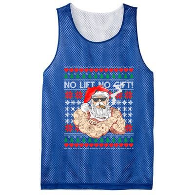 Bad Santa Claus Ugly Christmas Sweater No Lift No Gift Xmas Gift Mesh Reversible Basketball Jersey Tank