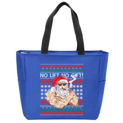 Bad Santa Claus Ugly Christmas Sweater No Lift No Gift Xmas Gift Zip Tote Bag
