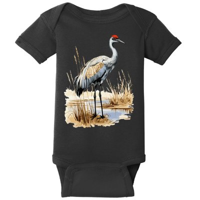 birding sandhill crane nebraska Sandhill cranes Baby Bodysuit