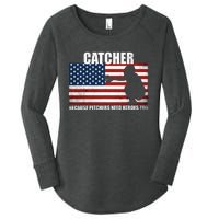 Baseball Softball Catcher Because Pitchers Need Heros Too Women's Perfect Tri Tunic Long Sleeve Shirt