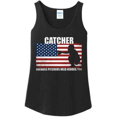 Baseball Softball Catcher Because Pitchers Need Heros Too Ladies Essential Tank