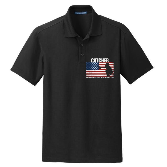 Baseball Softball Catcher Because Pitchers Need Heros Too Dry Zone Grid Polo