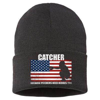 Baseball Softball Catcher Because Pitchers Need Heros Too Sustainable Knit Beanie