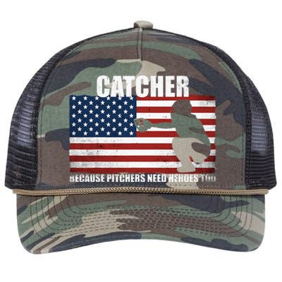 Baseball Softball Catcher Because Pitchers Need Heros Too Retro Rope Trucker Hat Cap