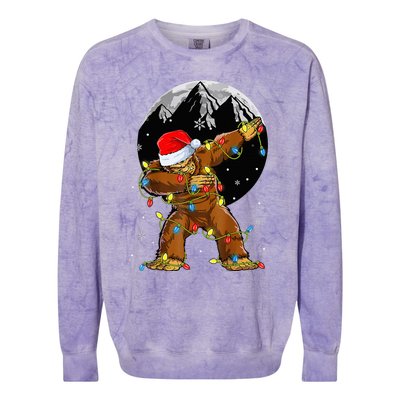 Bigfoot Santa Christmas Tree Lights Xmas Sasquatch Colorblast Crewneck Sweatshirt