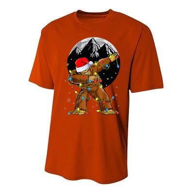 Bigfoot Santa Christmas Tree Lights Xmas Sasquatch Performance Sprint T-Shirt