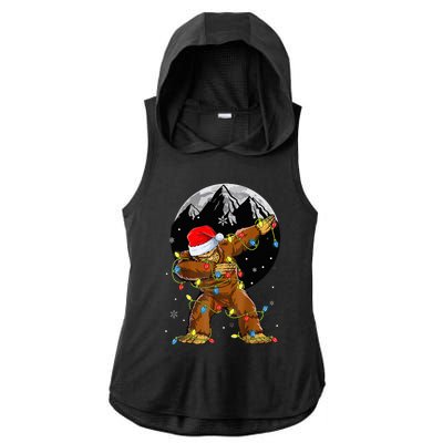 Bigfoot Santa Christmas Tree Lights Xmas Sasquatch Ladies PosiCharge Tri-Blend Wicking Draft Hoodie Tank