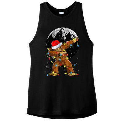 Bigfoot Santa Christmas Tree Lights Xmas Sasquatch Ladies PosiCharge Tri-Blend Wicking Tank