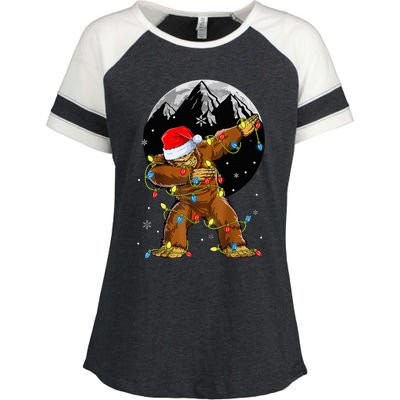 Bigfoot Santa Christmas Tree Lights Xmas Sasquatch Enza Ladies Jersey Colorblock Tee