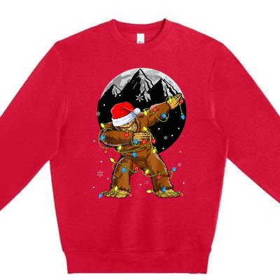 Bigfoot Santa Christmas Tree Lights Xmas Sasquatch Premium Crewneck Sweatshirt