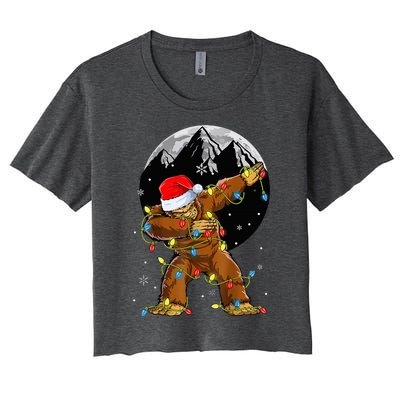 Bigfoot Santa Christmas Tree Lights Xmas Sasquatch Women's Crop Top Tee