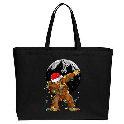 Bigfoot Santa Christmas Tree Lights Xmas Sasquatch Cotton Canvas Jumbo Tote