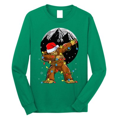 Bigfoot Santa Christmas Tree Lights Xmas Sasquatch Long Sleeve Shirt