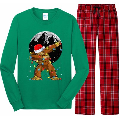 Bigfoot Santa Christmas Tree Lights Xmas Sasquatch Long Sleeve Pajama Set