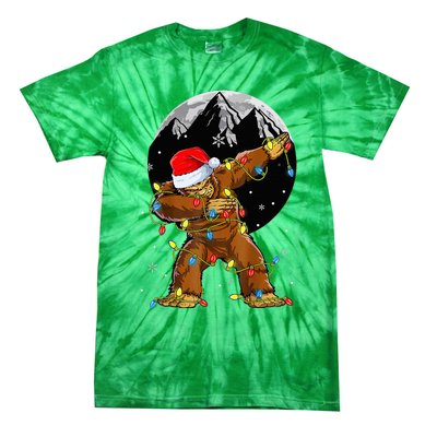 Bigfoot Santa Christmas Tree Lights Xmas Sasquatch Tie-Dye T-Shirt