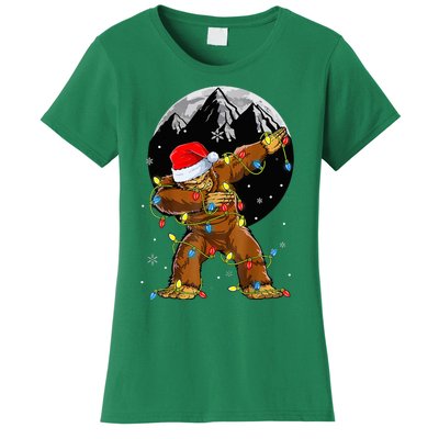 Bigfoot Santa Christmas Tree Lights Xmas Sasquatch Women's T-Shirt