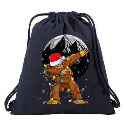 Bigfoot Santa Christmas Tree Lights Xmas Sasquatch Drawstring Bag